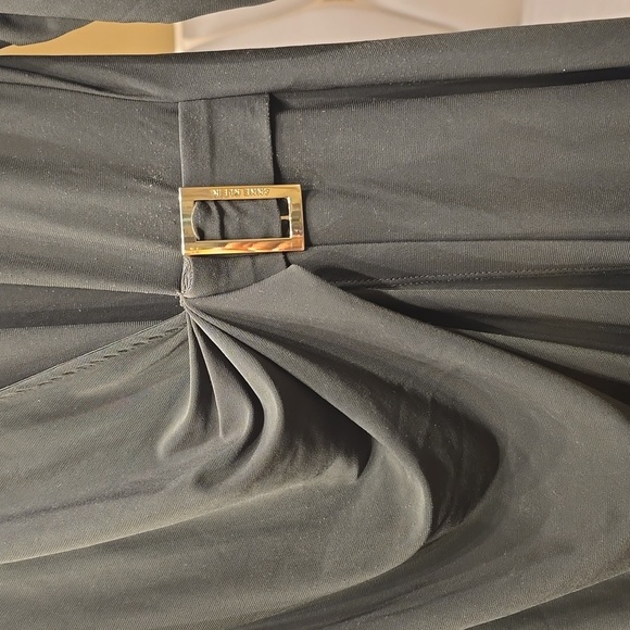 Anne Klein Dark Military Green Midi Dress with Gold Buckle - Picture 6 of 11